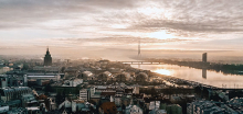 Riga skyline at sunset during midsummer